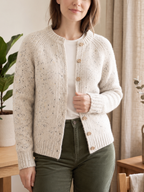 Cream Tweed Wool Blend Yarn