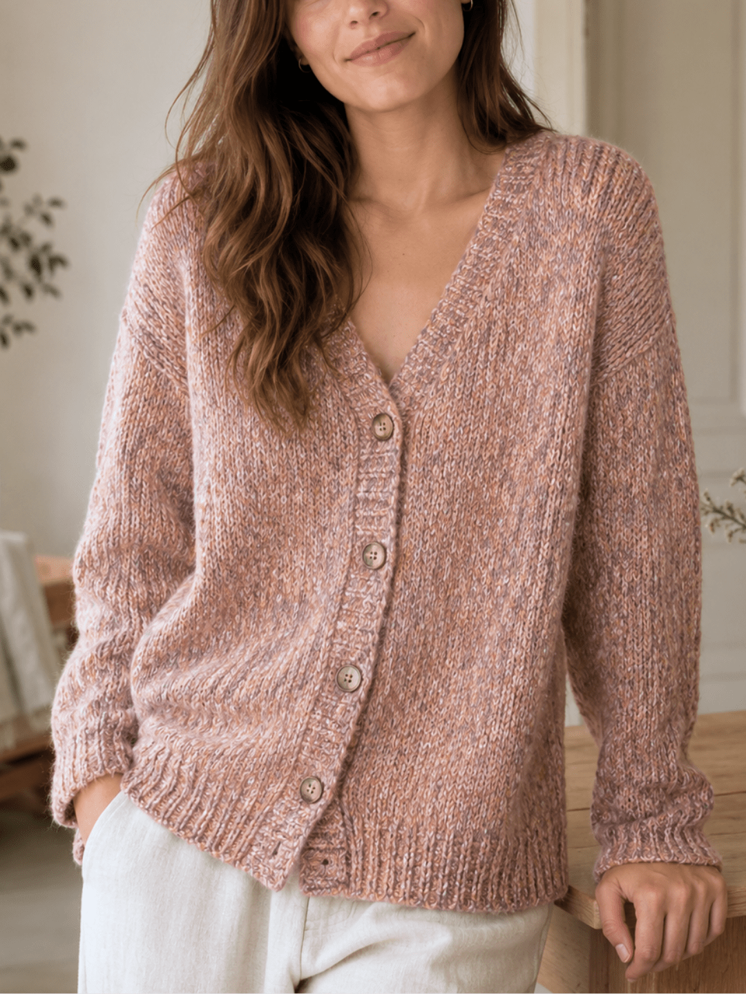 Chaine Trame-Coral Pink Tweed Wool Blend Yarn in 50g ()