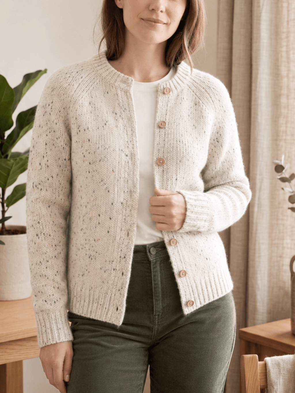 Chaine Trame-Cream Tweed Wool Blend Yarn in 50g ()