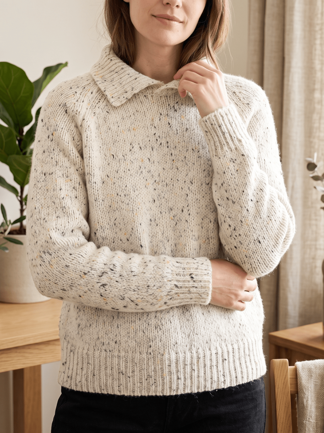 Chaine Trame-Cream Tweed Wool Blend Yarn in 50g ()
