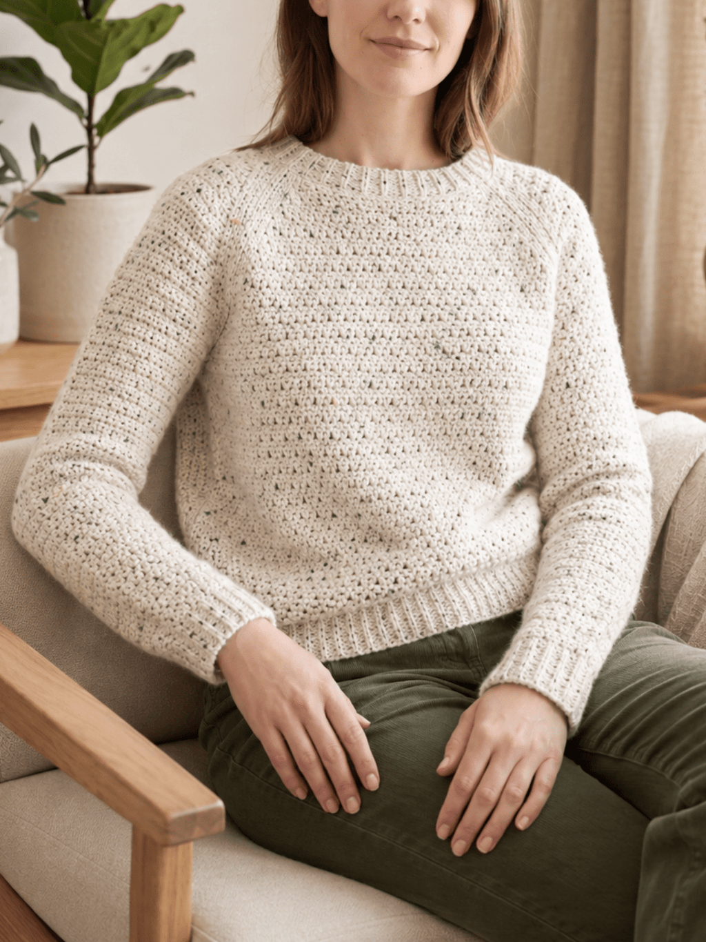 Chaine Trame-Cream Tweed Wool Blend Yarn in 50g ()