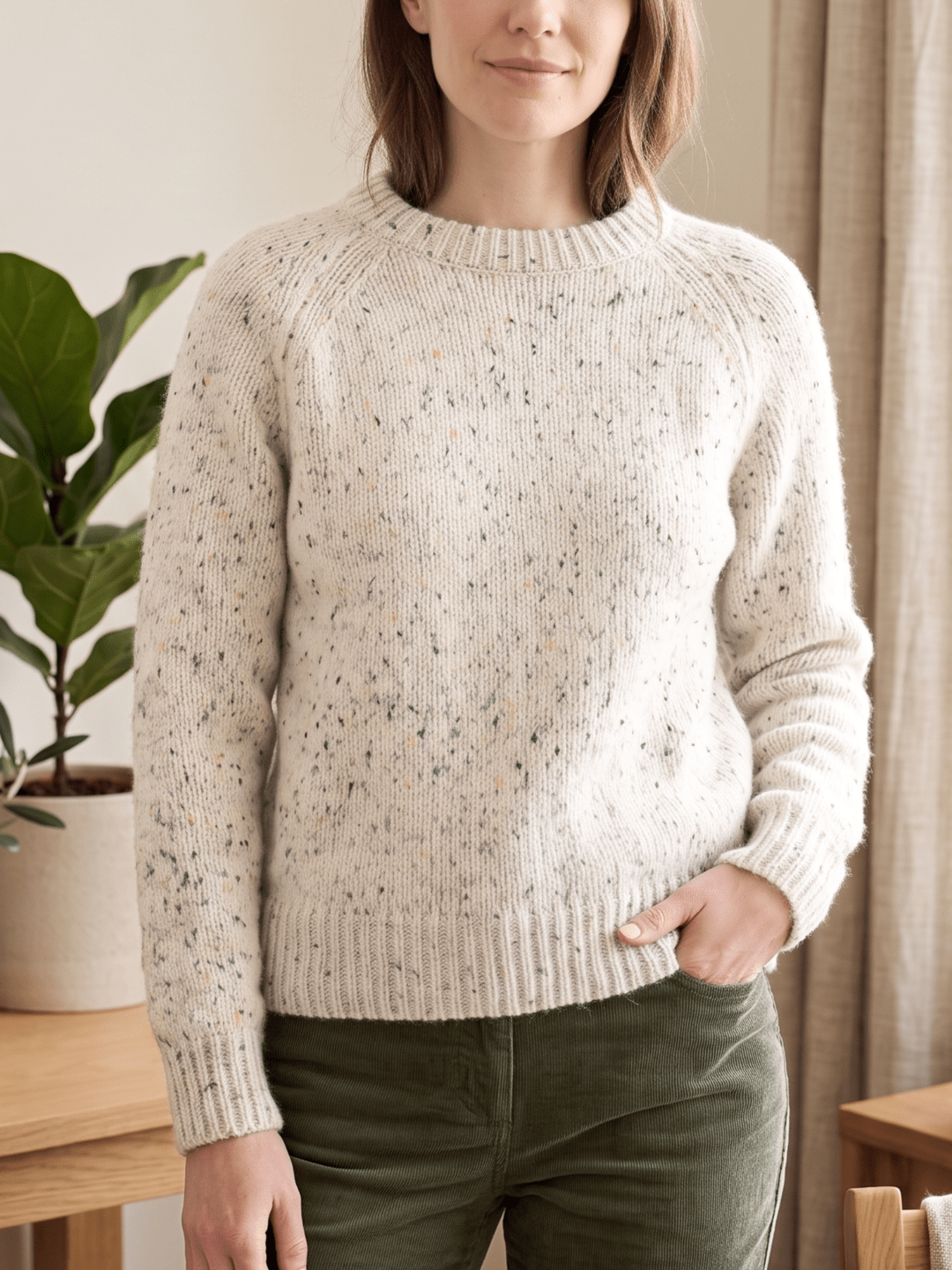 Chaine Trame-Cream Tweed Wool Blend Yarn in 50g ()