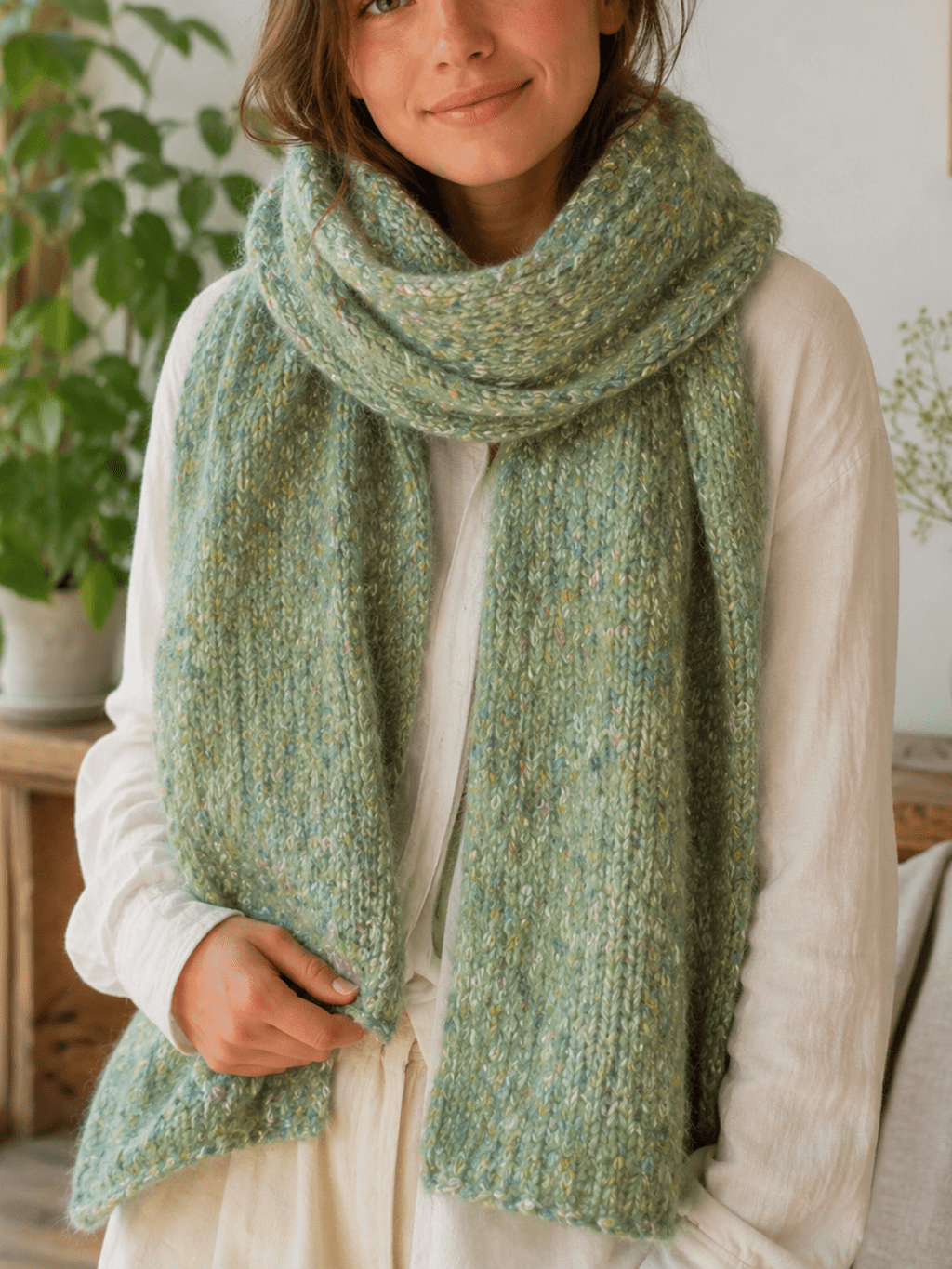Chaine Trame-Matcha Green Tweed Wool Blend Yarn in 50g ()