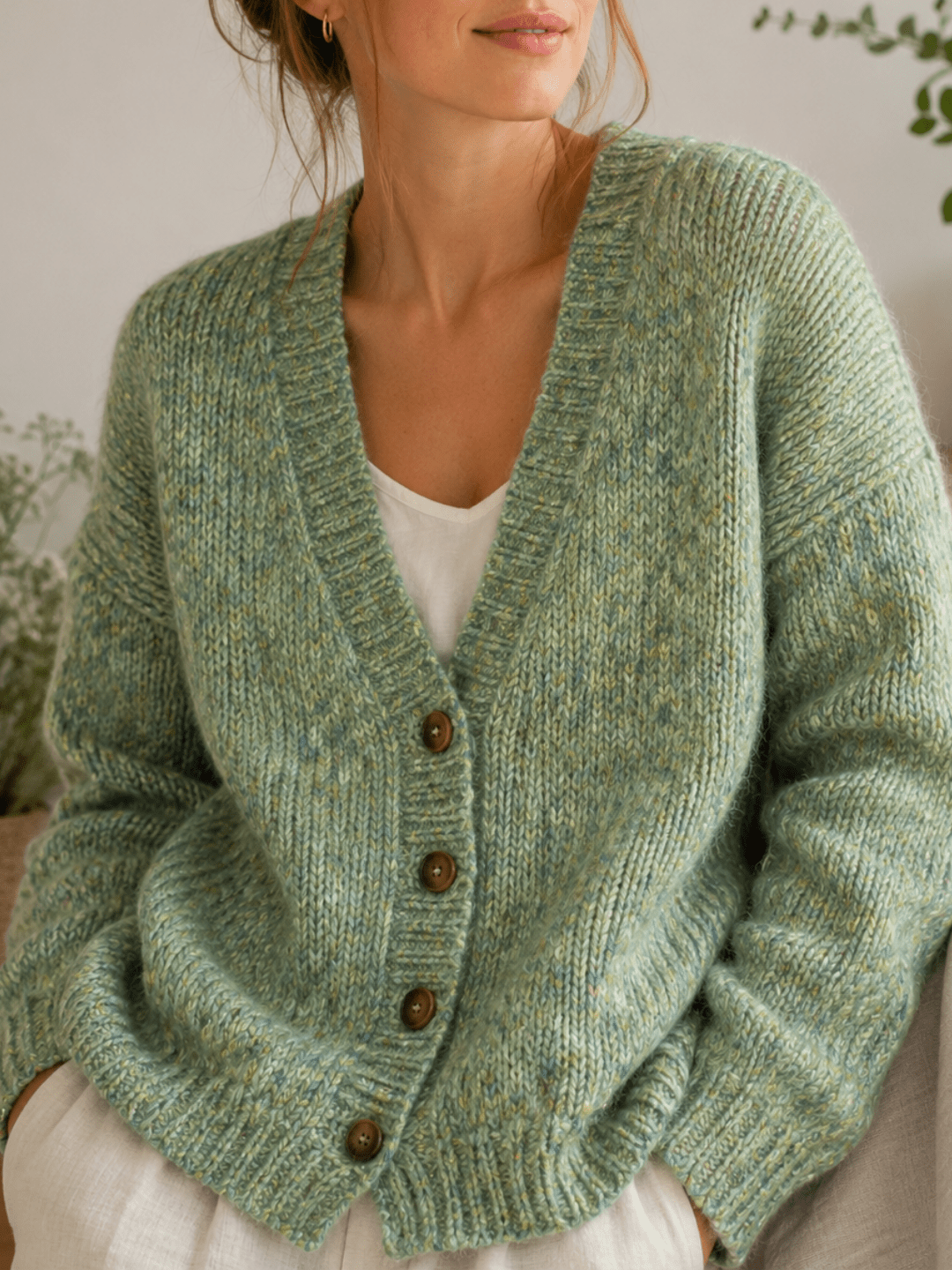 Chaine Trame-Matcha Green Tweed Wool Blend Yarn in 50g ()