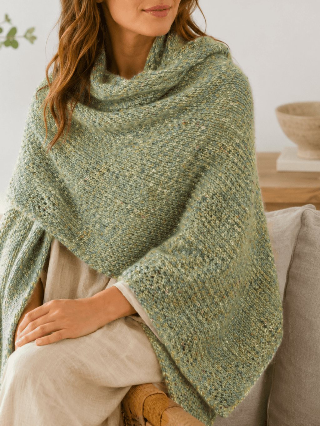 Chaine Trame-Matcha Green Tweed Wool Blend Yarn in 50g ()