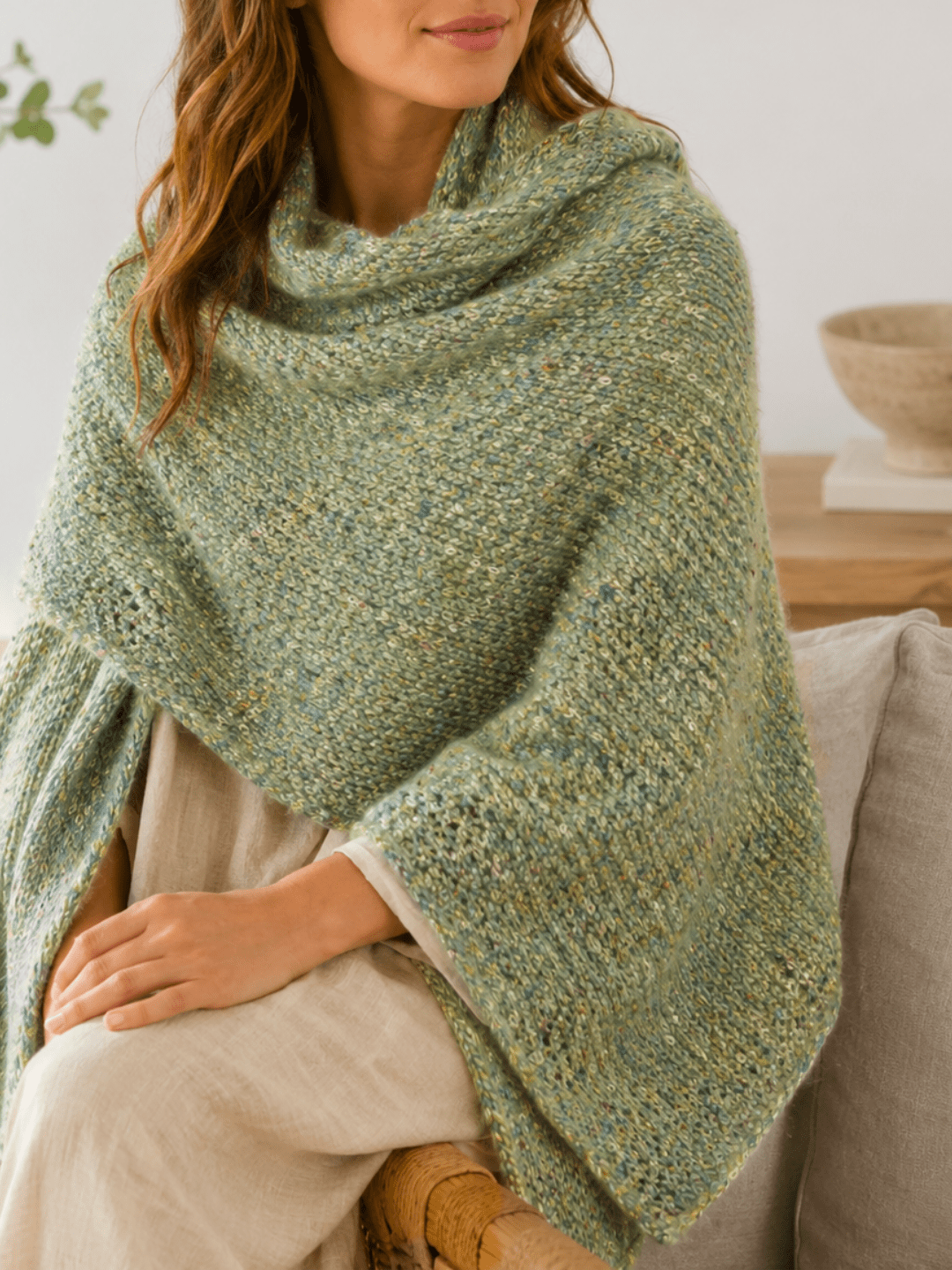 Chaine Trame-Matcha Green Tweed Wool Blend Yarn in 50g ()