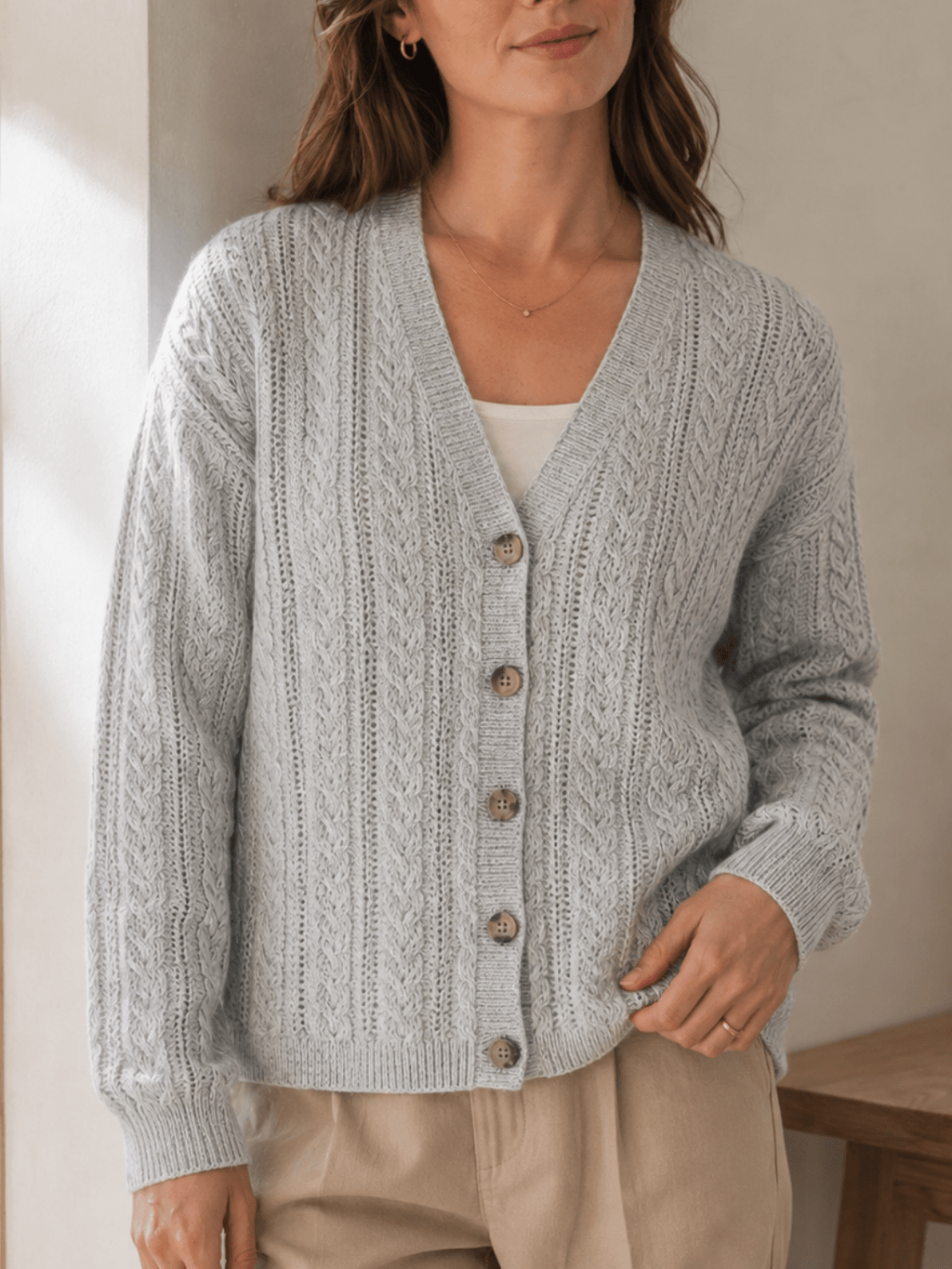 Chaine Trame-Merino Wool Cashmere Yarn | 3-Strand for Knitting & Crochet in Light Heather Grey ()