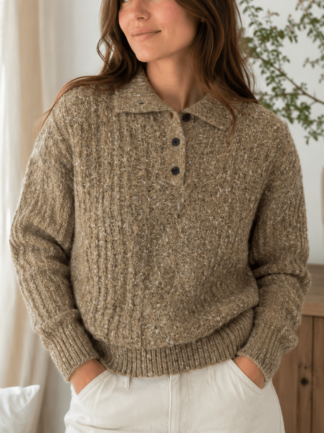 Chaine Trame-Oatmeal Brown Tweed Wool Blend Yarn in 50g ()