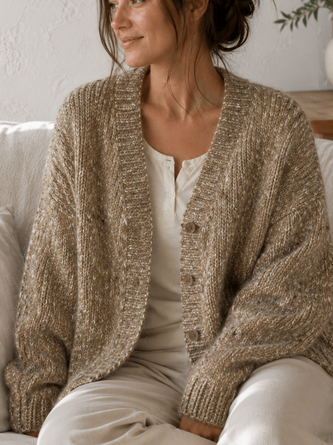 Chaine Trame-Oatmeal Brown Tweed Wool Blend Yarn in 50g ()
