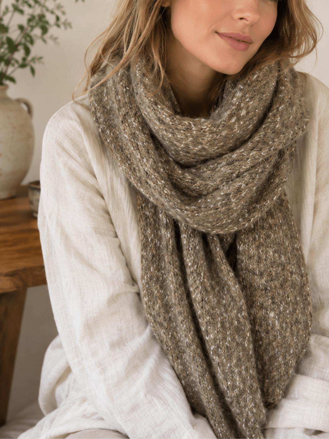 Chaine Trame-Oatmeal Brown Tweed Wool Blend Yarn in 50g ()