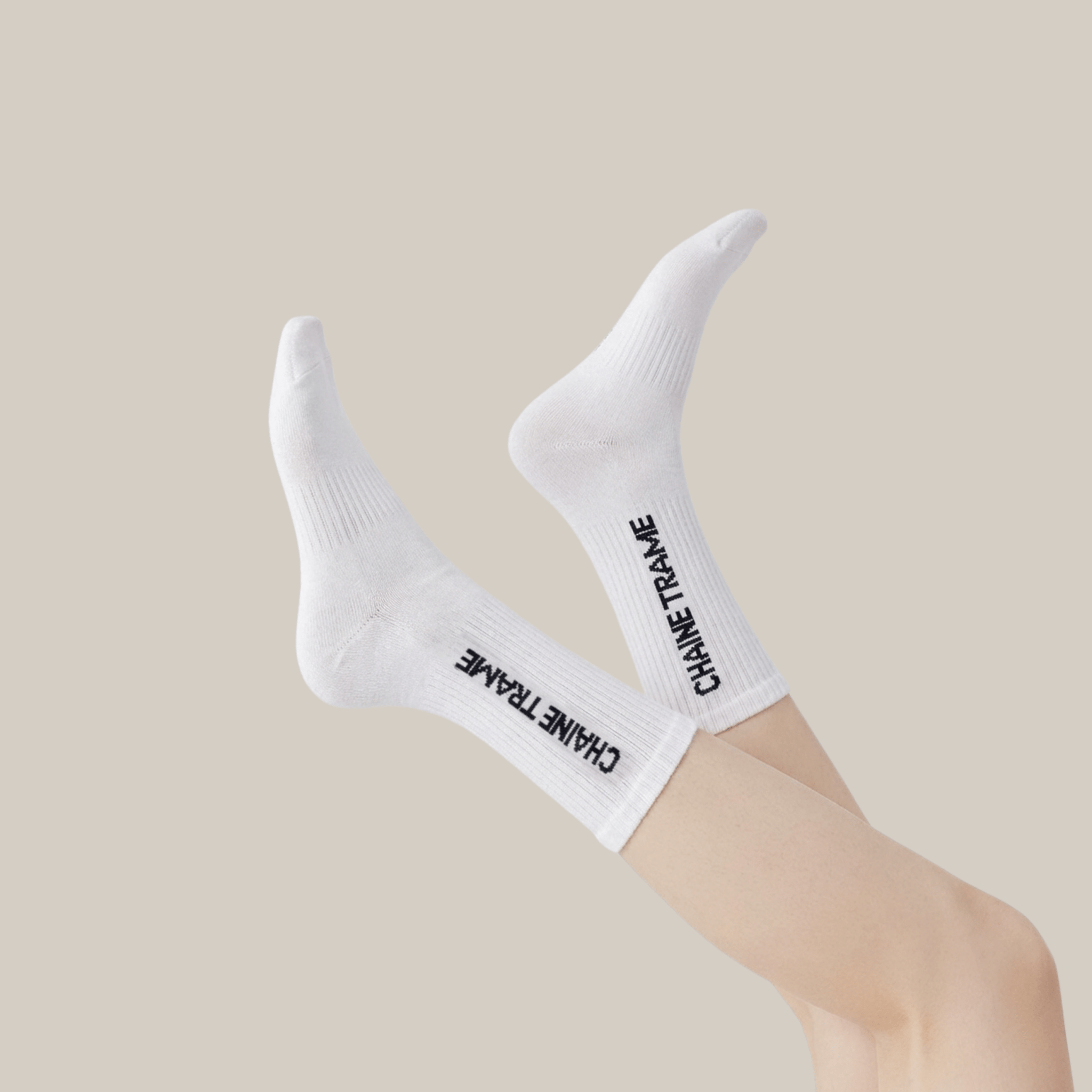Chaine Trame - Unisex Lyocell Crew Socks in White ()